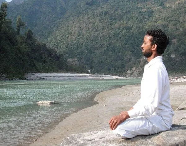 Meditaion near rishikesh ganga during 200 hour kundalini yoga teacher training